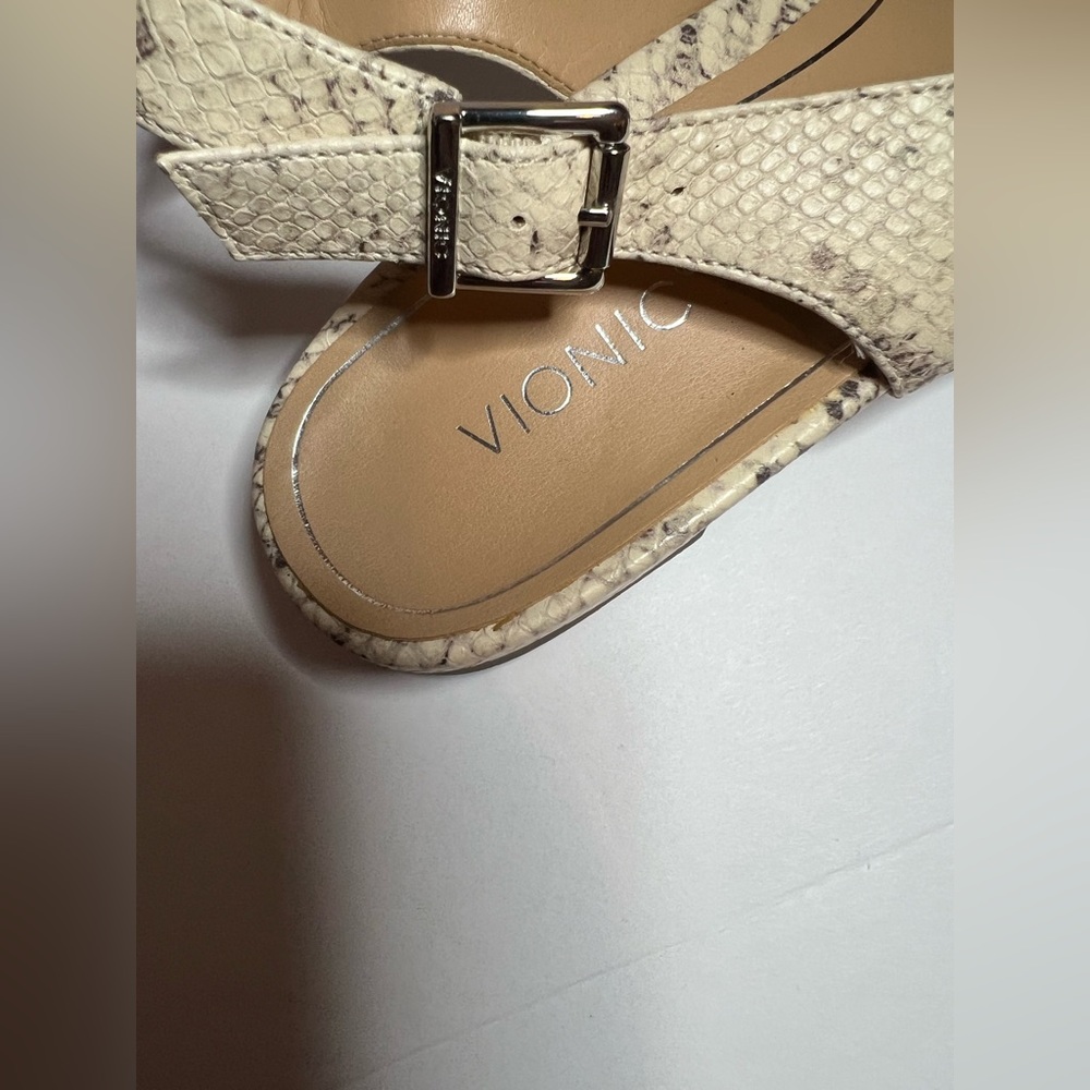 Vionic Jade Cream Snake Print Slingback Flats - Picture 6 of 8